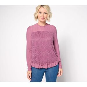 Fashion Women's Top Sz 2XS (XXS) Long Sleeve Crew Neck Lace Purple A667542